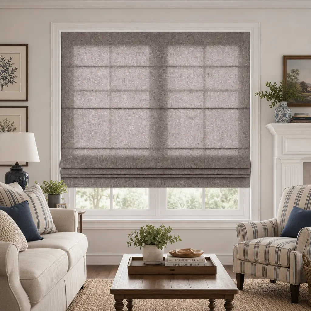 Custom Linen Blend Roman Shades – Semi-Blackout – product image 2