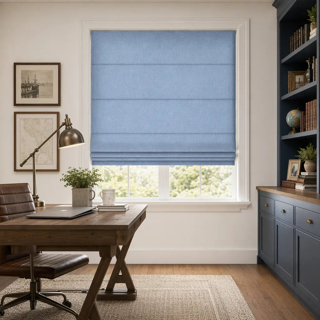 Custom Linen Blend Roman Shades – Semi-Blackout – product image 3