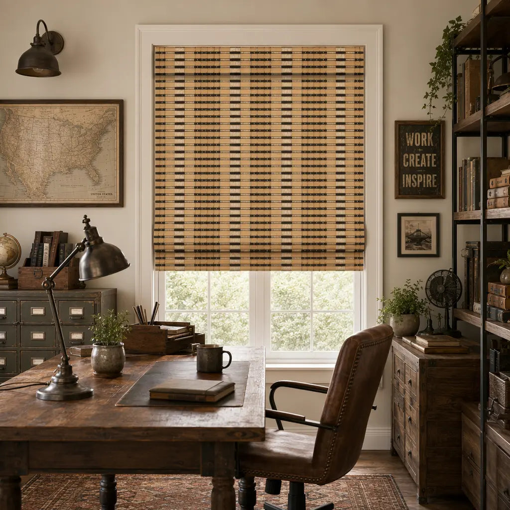 Custom Bamboo Shades – Handwoven Natural Wood – color OM12A-05