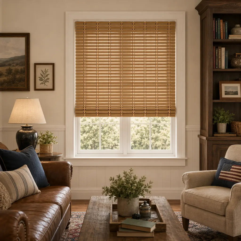 Custom Bamboo Shades – Handwoven Natural Wood – color OM12A-07