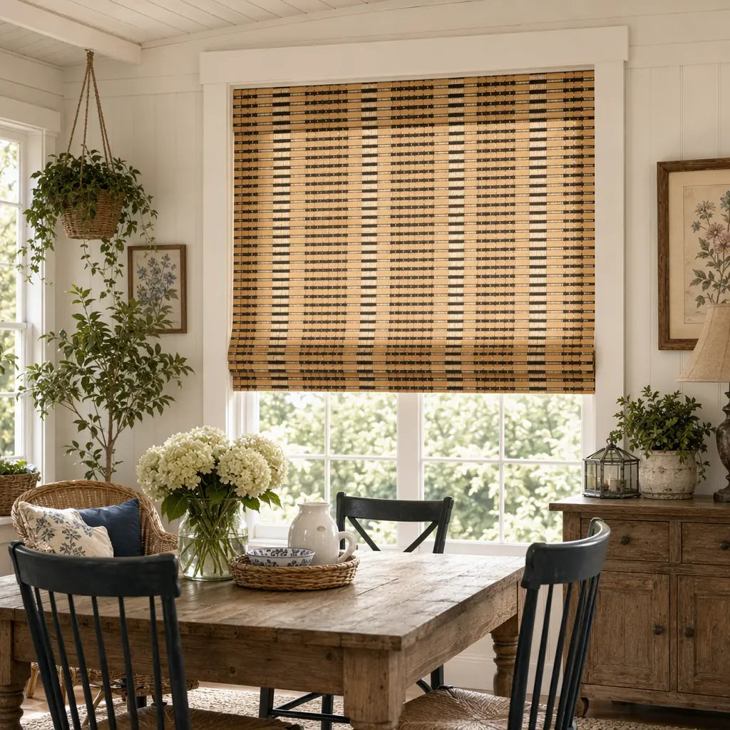Custom Bamboo Shades – Natural Woven Light Filtering – color OM12B-05