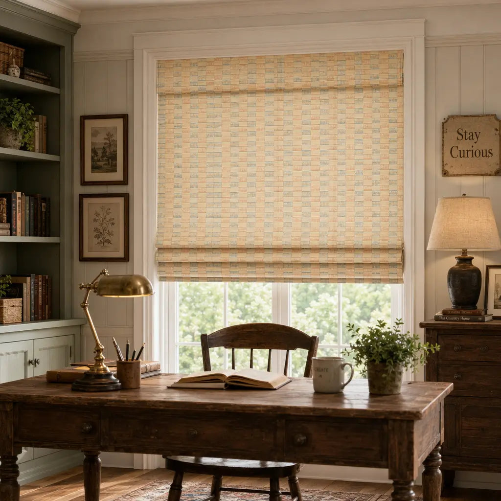 Custom Bamboo Shades – Natural Woven Light Filtering – color OM12B-09