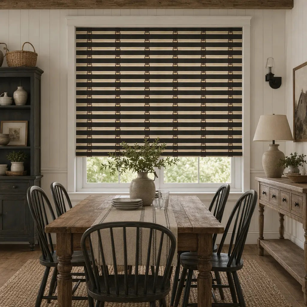 Custom Bamboo Shades – Handwoven Natural Wood – color OM12C-01