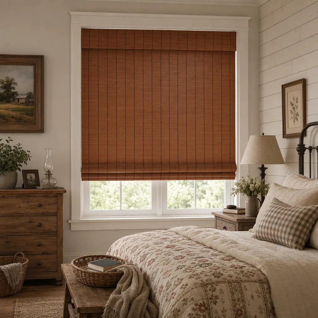 Custom Bamboo Shades – Handwoven Natural Wood – color OM12C-06