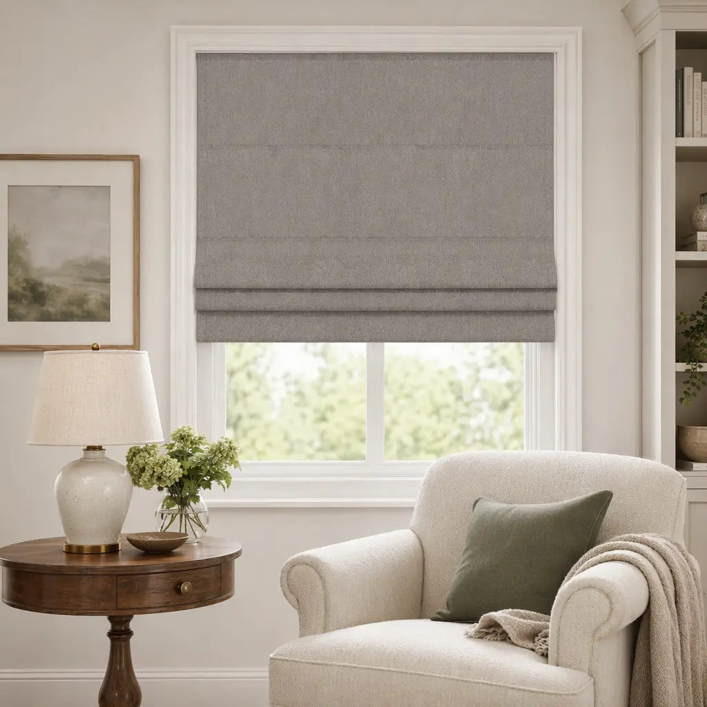 Custom Cordless Blackout Roman Shades for Bedrooms – color OY6-A16