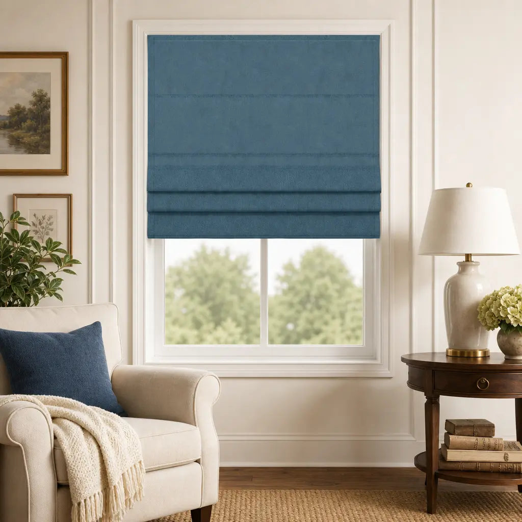 Custom Cordless Blackout Roman Shades for Bedrooms – color OY6-A23
