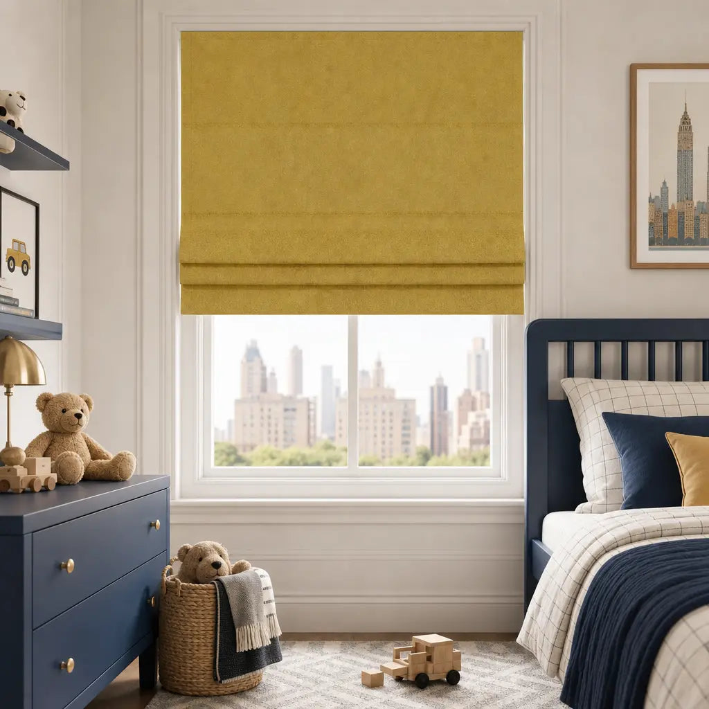 Custom Motorized Blackout Roman Shades – Smart Control – color OY6-C02