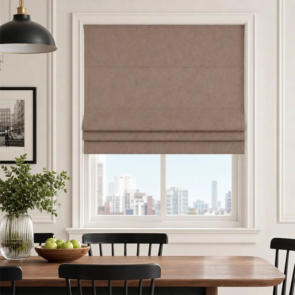 Custom Motorized Blackout Roman Shades – Smart Control – color OY6-C07