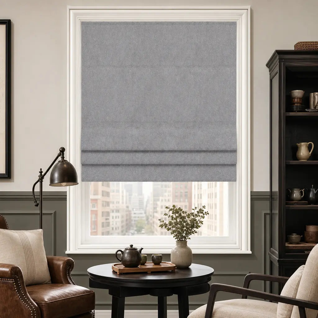 Custom Motorized Blackout Roman Shades – Smart Control – color OY6-C10