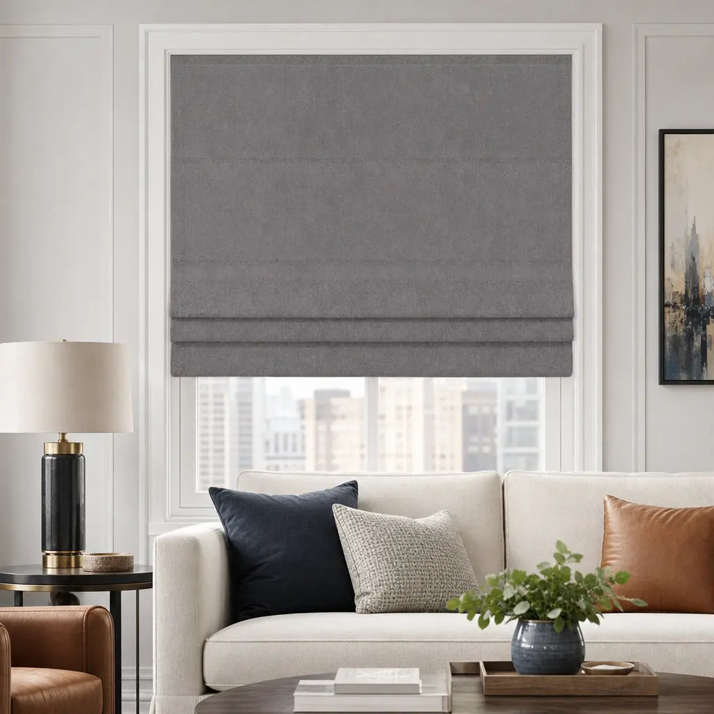 Custom Motorized Blackout Roman Shades – Smart Control – color OY6-C18