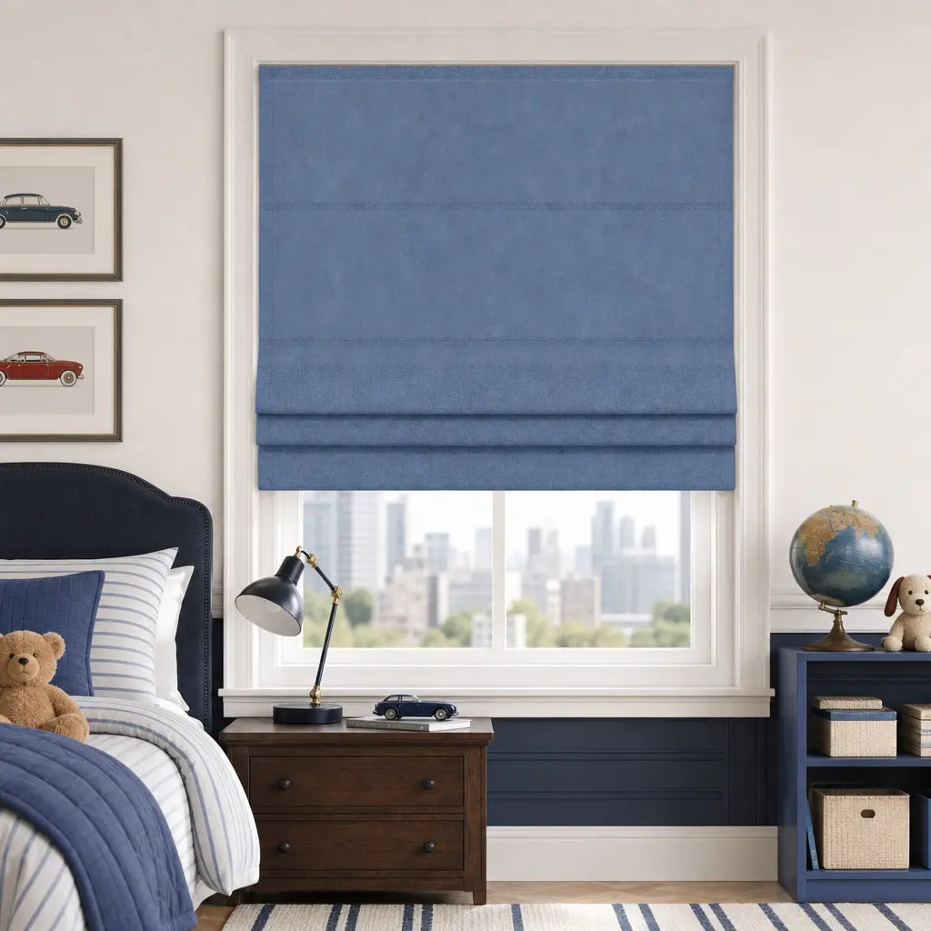 Custom Motorized Blackout Roman Shades – Smart Control – color OY6-C20
