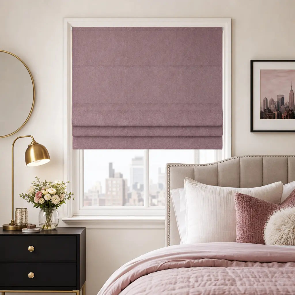 Custom Motorized Blackout Roman Shades – Smart Control – color OY6-C24