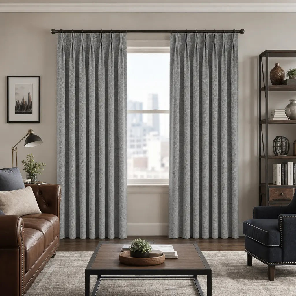 Custom Blackout Curtains for Living Rooms – Linen Blend – color OY6-D01