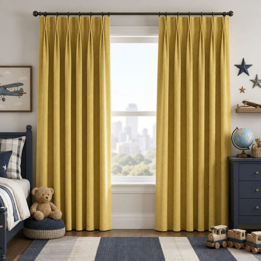 Custom Blackout Curtains for Living Rooms – Linen Blend – color OY6-D02