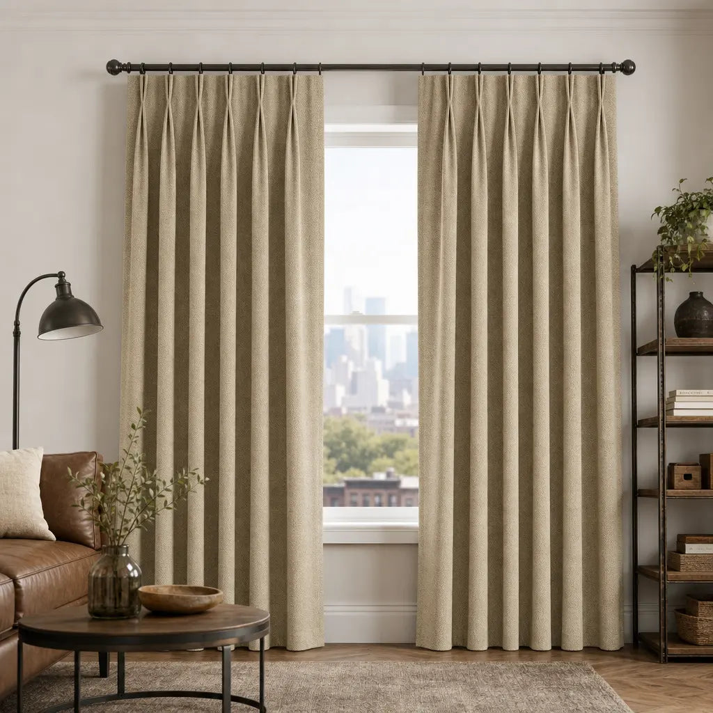 Custom Blackout Curtains for Living Rooms – Linen Blend – color OY6-D06