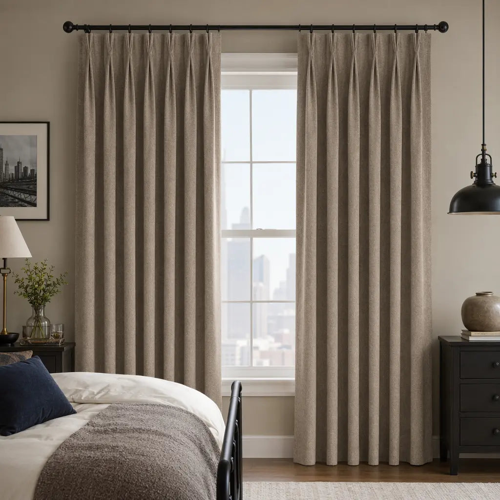 Custom Blackout Curtains for Living Rooms – Linen Blend – color OY6-D07
