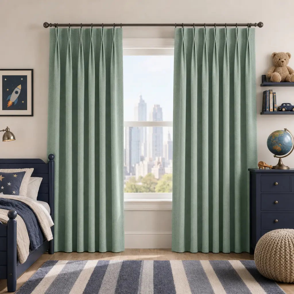 Custom Blackout Curtains for Living Rooms – Linen Blend – color OY6-D11