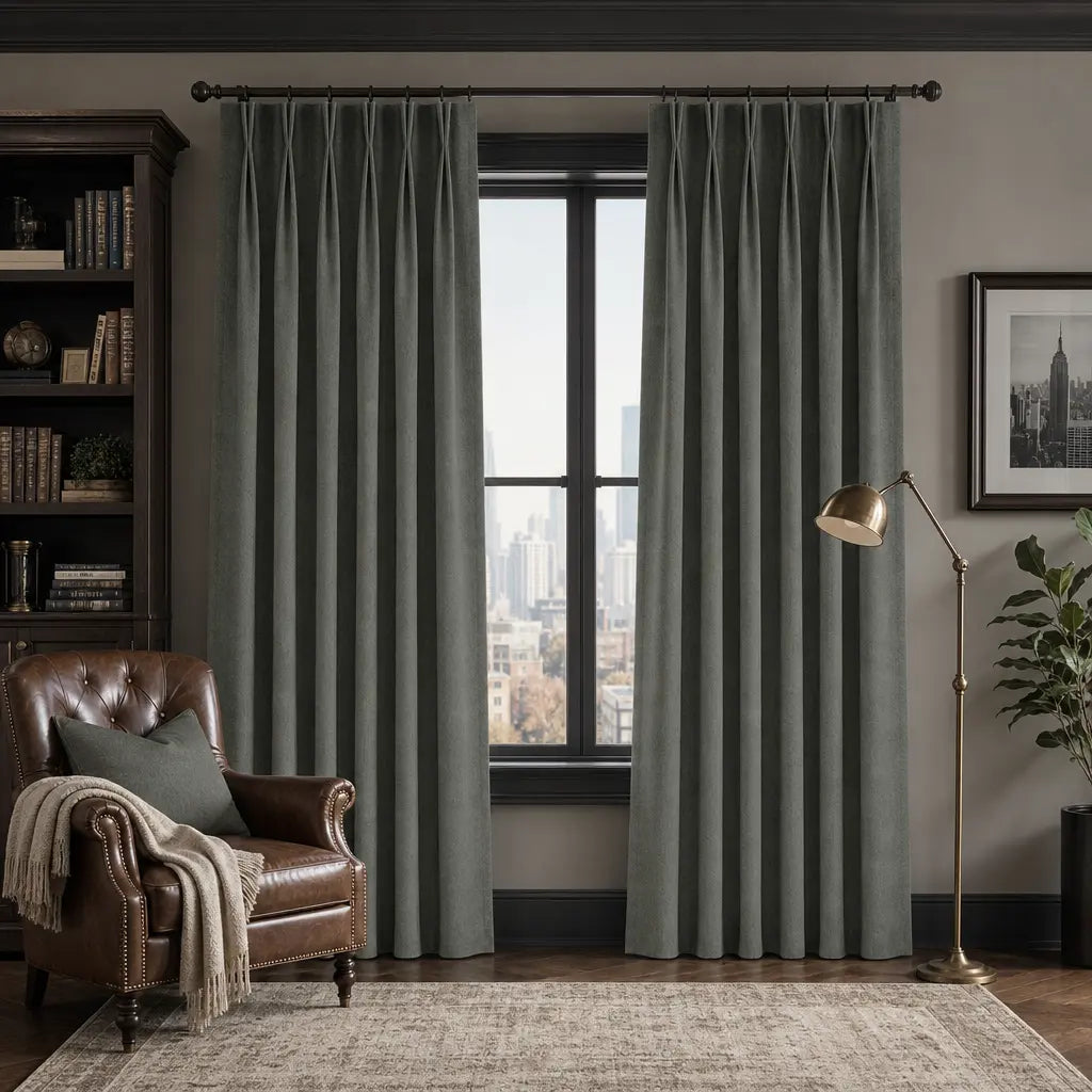 Custom Blackout Curtains for Living Rooms – Linen Blend – color OY6-D15