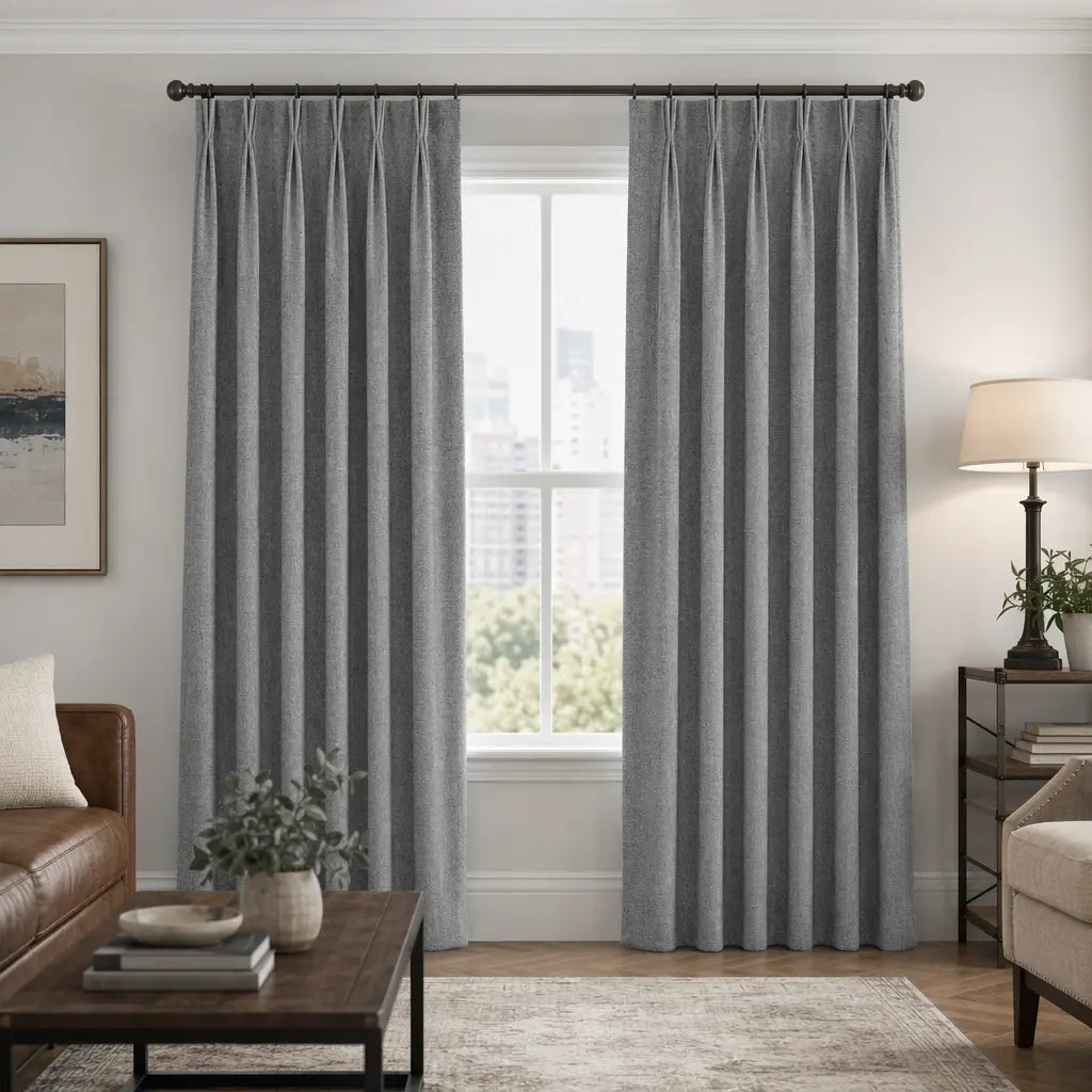 Custom Blackout Curtains for Living Rooms – Linen Blend – color OY6-D17