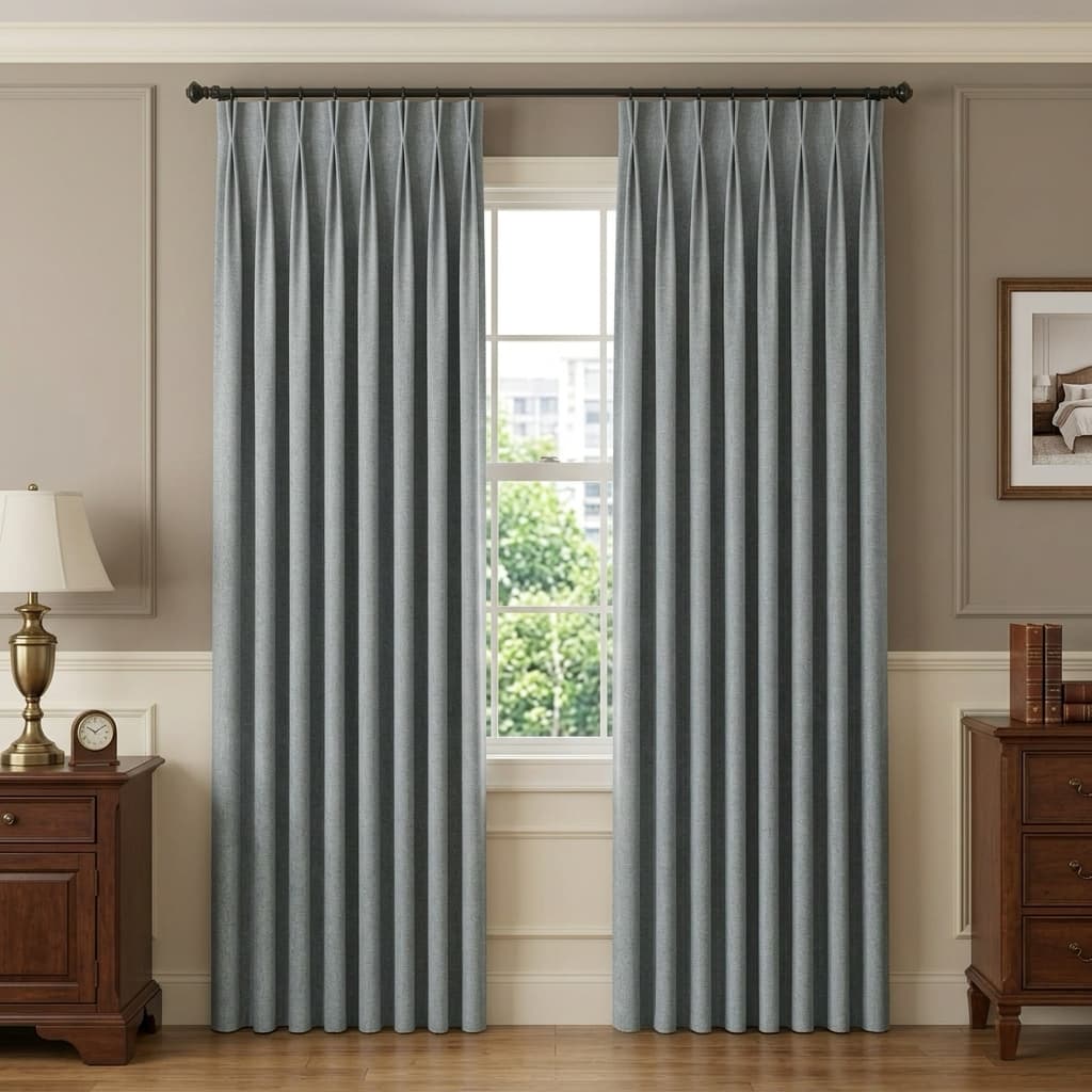 Custom Blackout Pinch Pleat Drapery – 100% Light Blocking