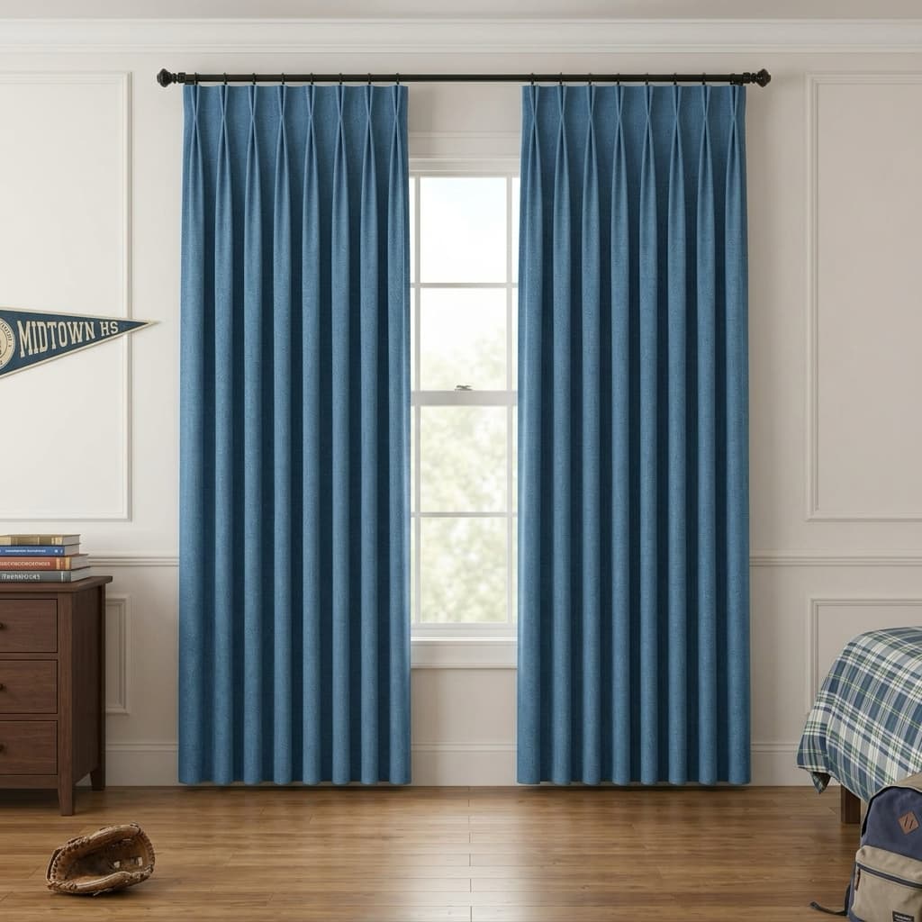 Custom Blackout Pinch Pleat Drapery – 100% Light Blocking