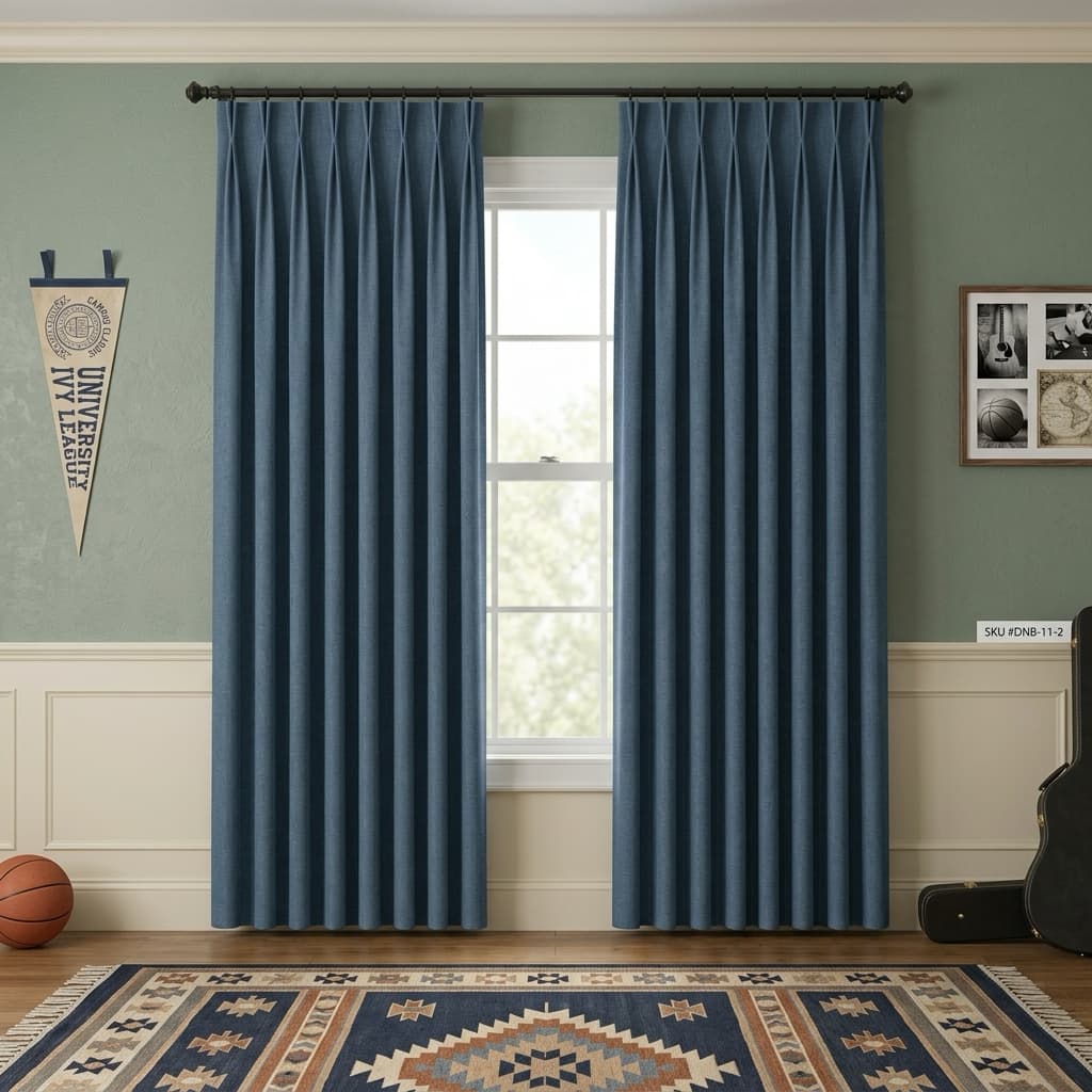 Custom Blackout Pinch Pleat Drapery – 100% Light Blocking