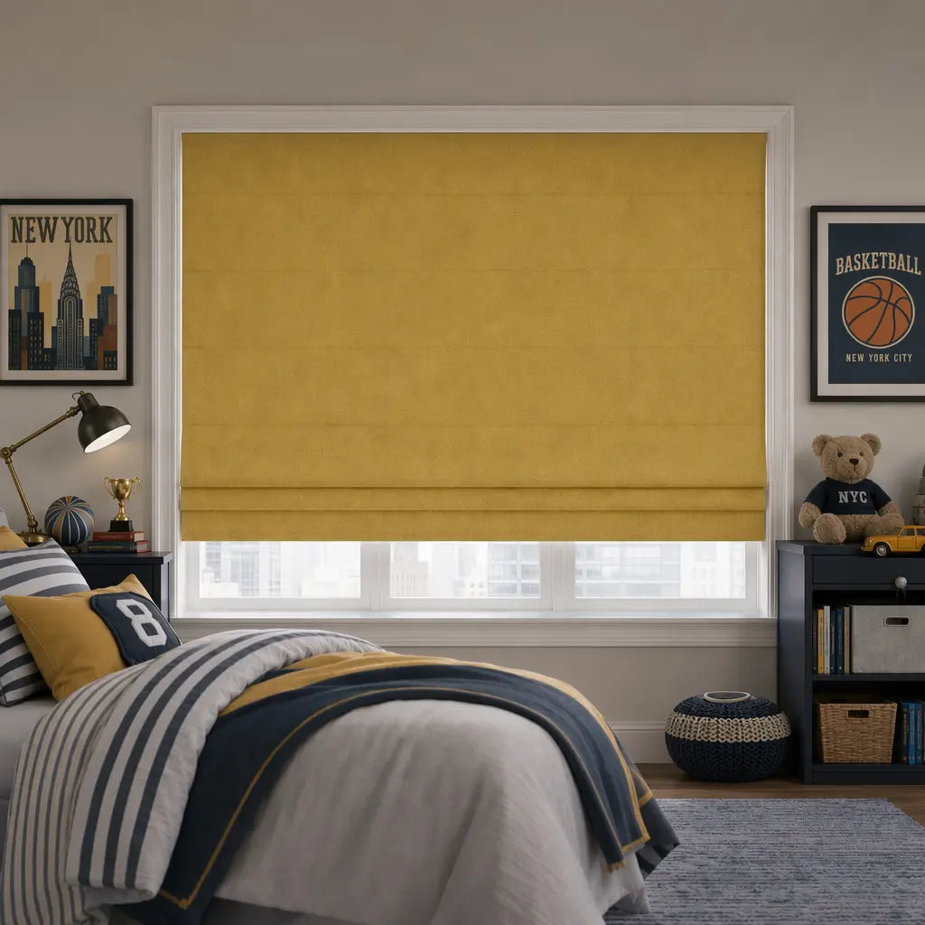 Custom Cordless Blackout Roman Shades for Nurseries – color OY6E-02