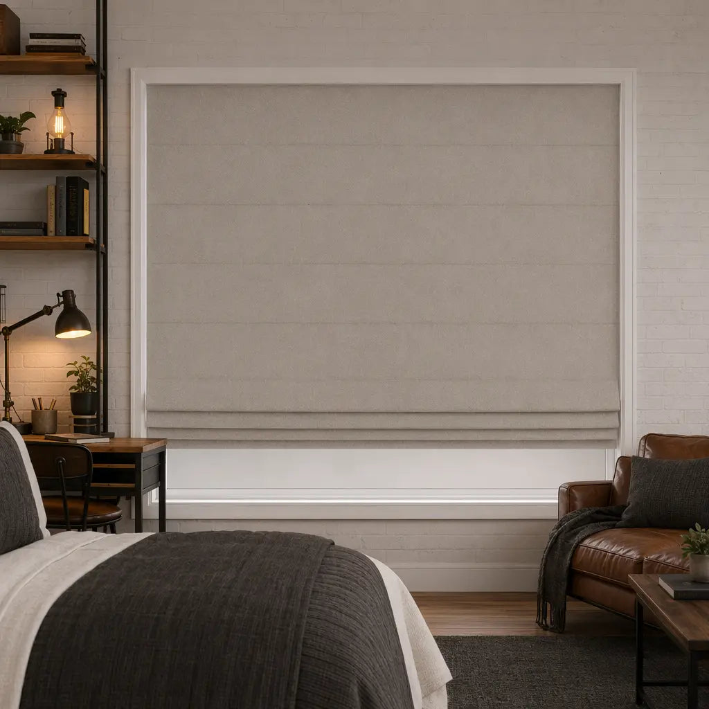 Custom Cordless Blackout Roman Shades for Nurseries – color OY6E-04
