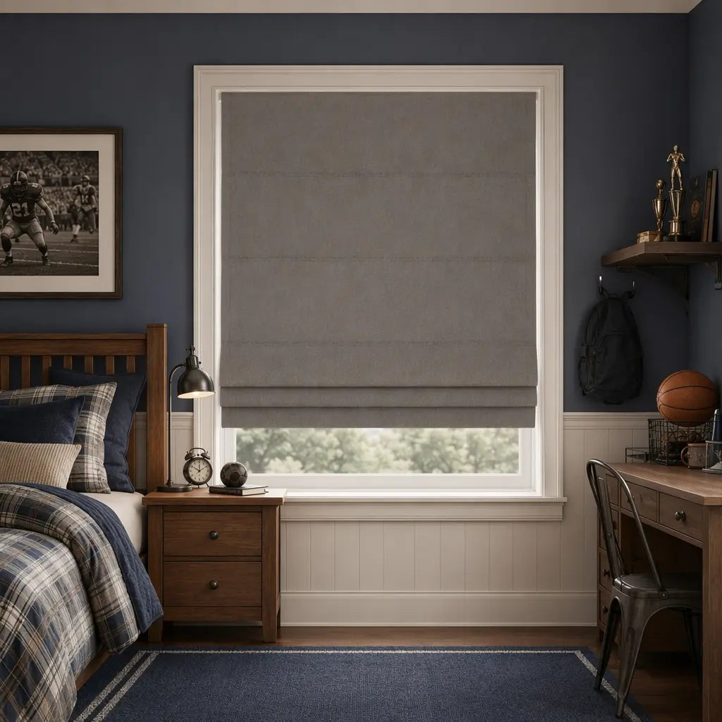 Custom Cordless Blackout Roman Shades for Nurseries – color OY6E-15
