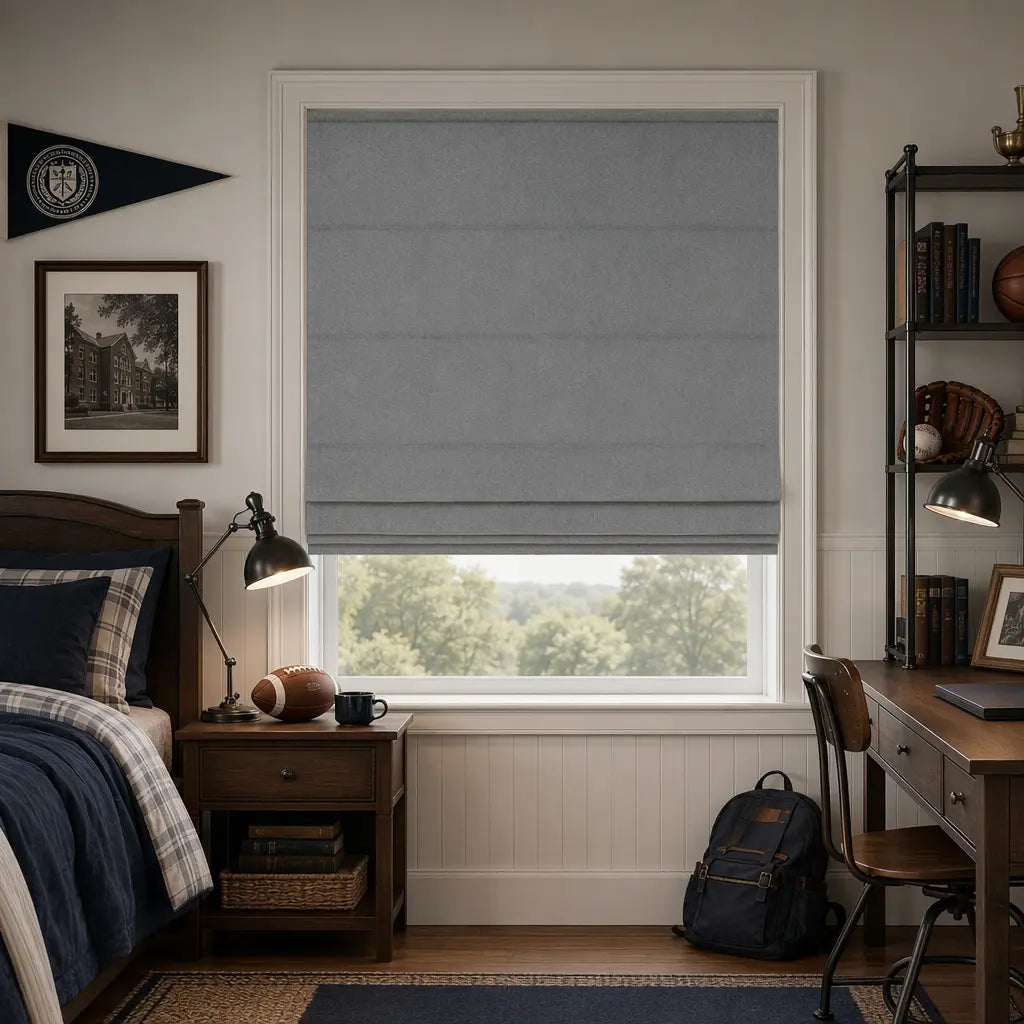 Custom Cordless Blackout Roman Shades for Nurseries – color OY6E-17