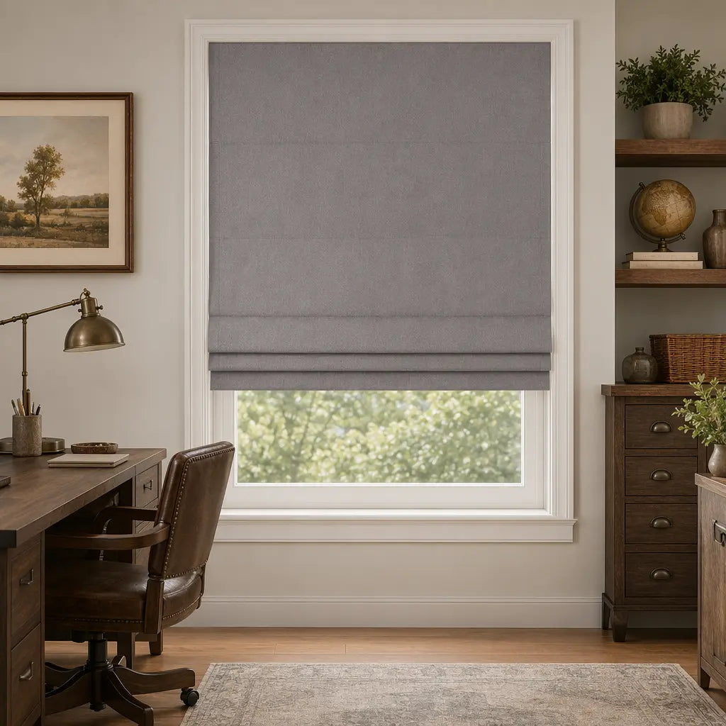 Custom Cordless Blackout Roman Shades for Nurseries – color OY6E-18