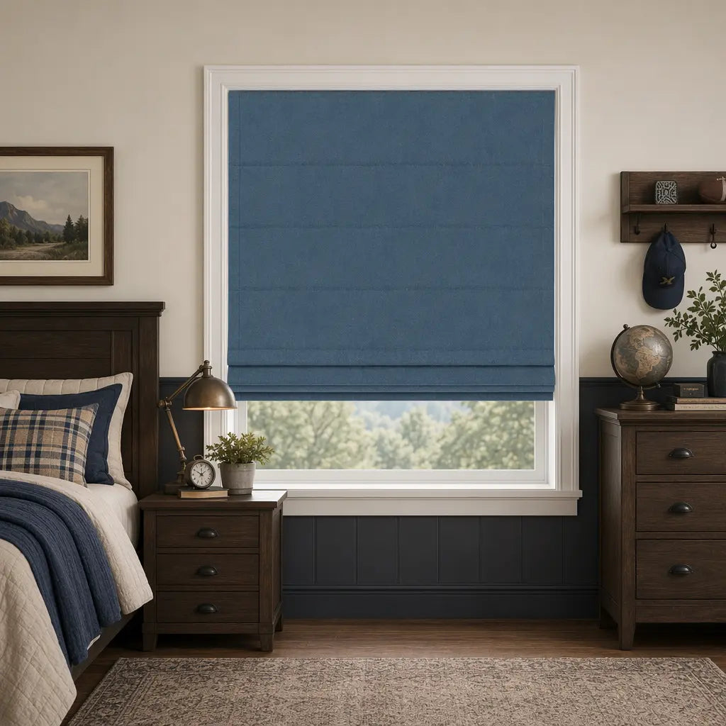 Custom Cordless Blackout Roman Shades for Nurseries – color OY6E-22