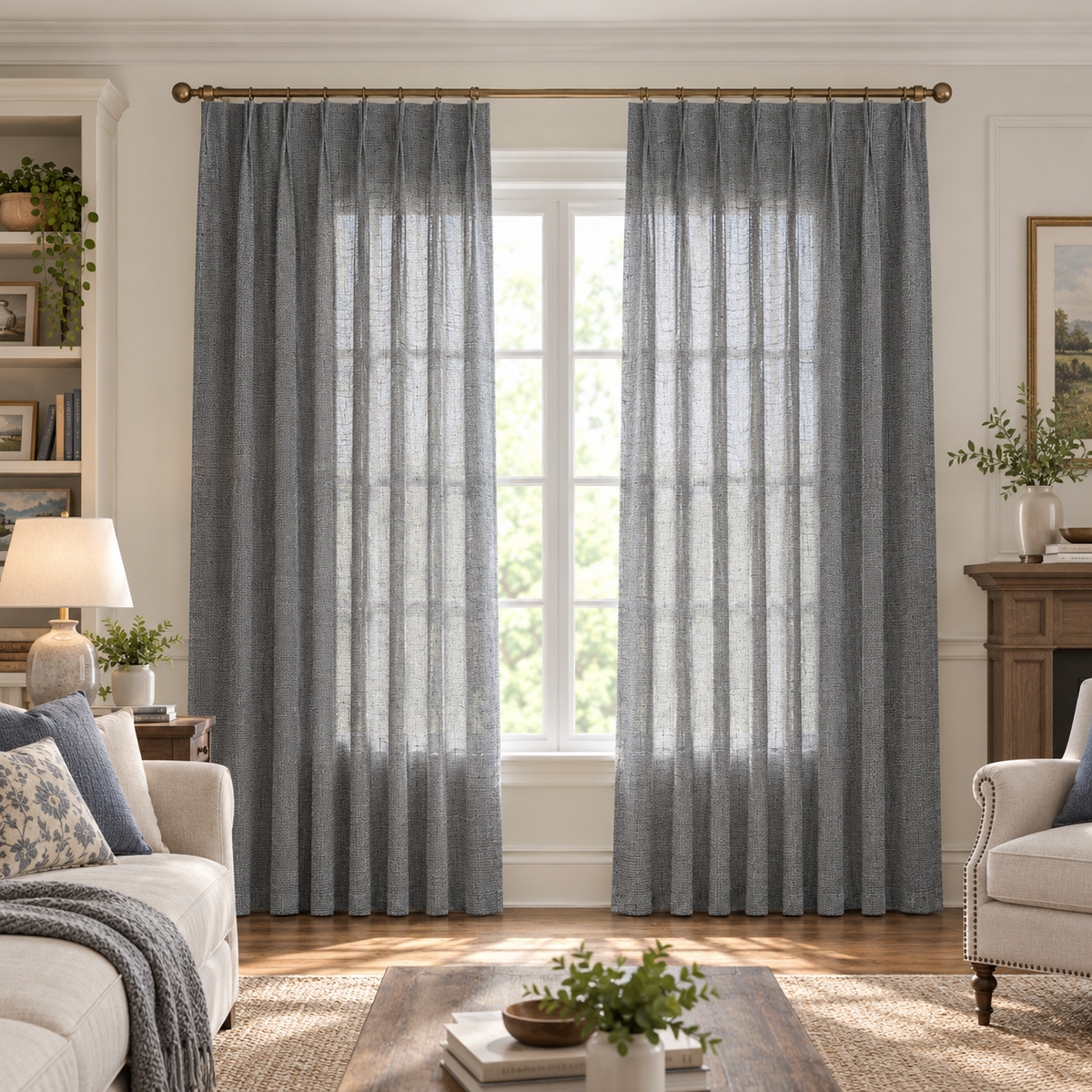 Modern Light Filtering Drapery – 50% Light Blocking, Made to Measure