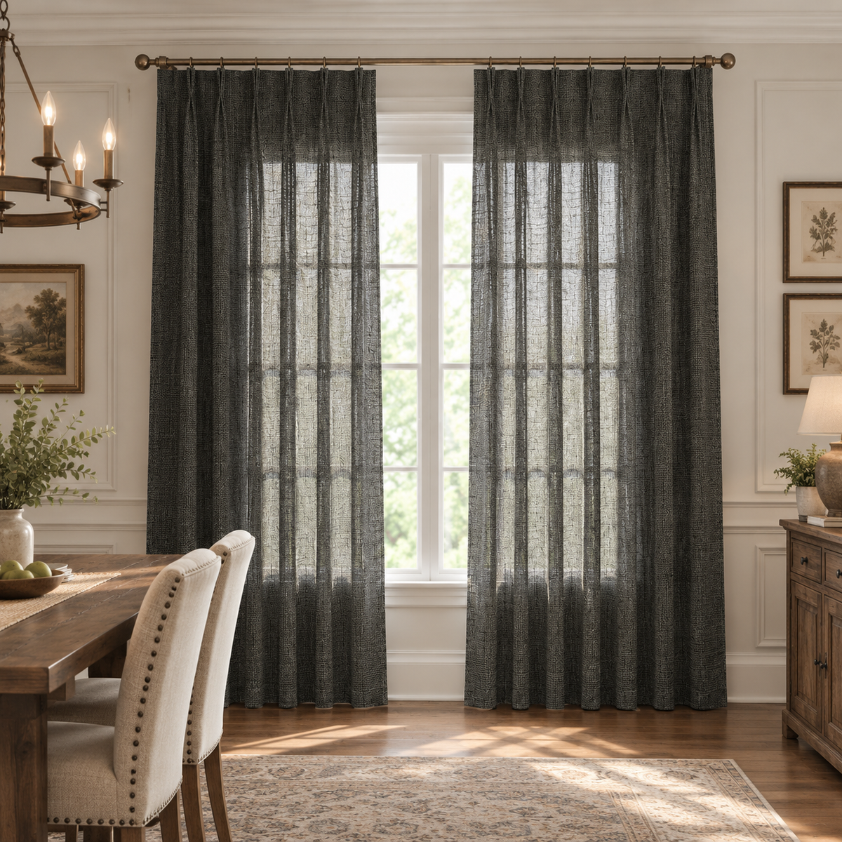 Modern Light Filtering Drapery – 50% Light Blocking, Made to Measure