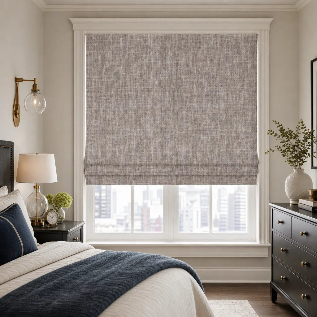 Custom Blackout Roman Shades for Bedrooms – Linen Blend – product image 9
