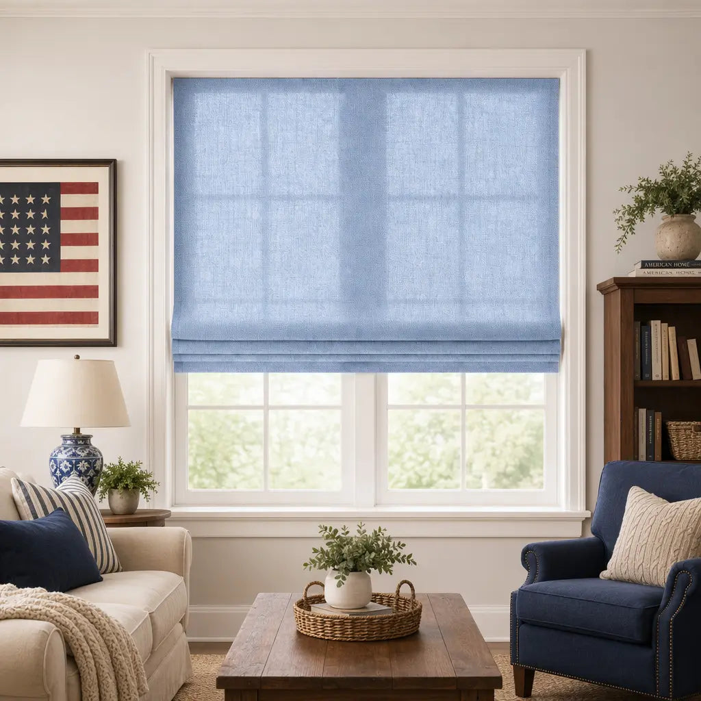 Custom Linen Blend Roman Shades – Light Filtering – product image 2